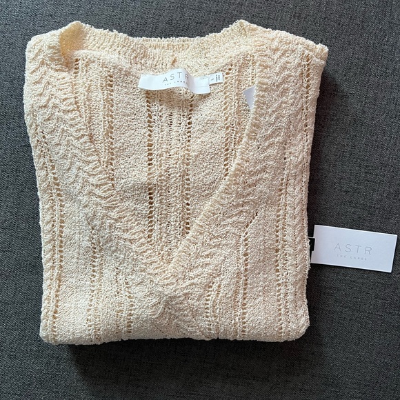 Astr Sweaters - ❄️SOLD❄️ASTR the label Wrap Front Pointelle Sweater Sz. L Color: Cream